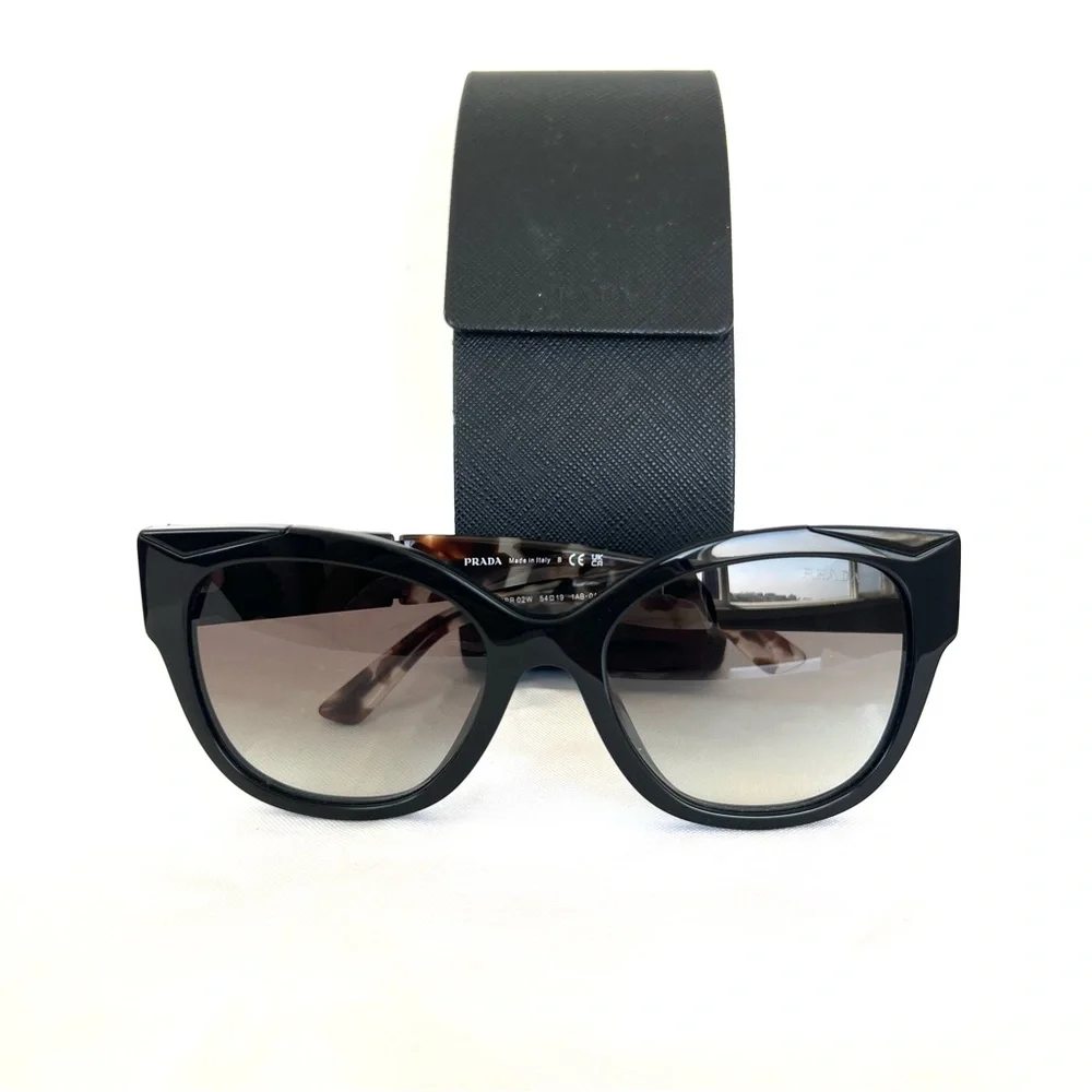 PRADA PR 02WS 01MOA7 54 Gray Lens Black Tortoise Frame Cat Eye Gradient Sunglass